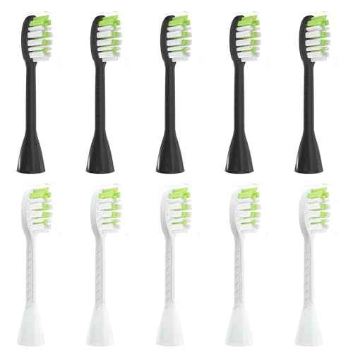 Replacement Toothbrush Heads Compatible with Philips Sonicare One Electric Toothbrush£¬Brush Head 10 Pack for HY1100 for HY1200 for BH1022,5black+5white