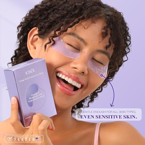 ICIKOL 24 Pairs Grape Seed Collagen Under Eye Patches for Dark Circles & Puffiness