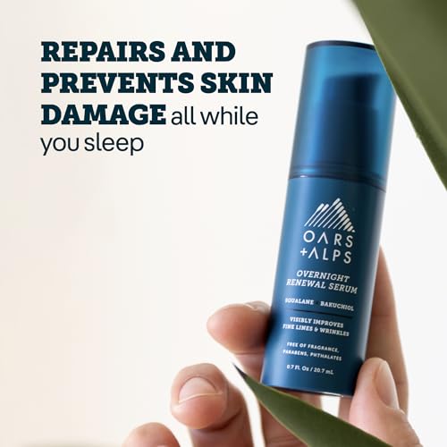 Oars + Alps Overnight Renewal Face Serum, Serum for Face, Reduce Fine Lines and Wrinkles, Hydrating Skin Care with Anti-Aging Peptides, 0.7 Fl Oz