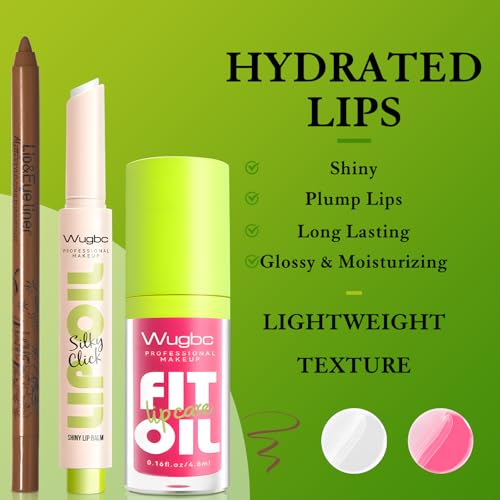 Brown Lip Liner & Pink Lip Gloss Oil Combo Set