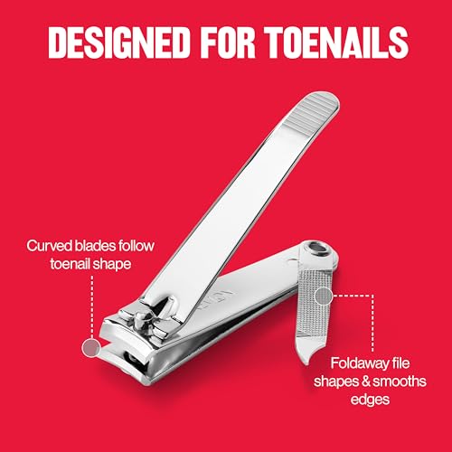 Revlon Toenail Clipper - Silver, 1 Count - Curved Blade Nail Tool with Lifetime Guarantee