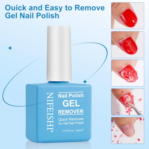 NIFEISHI Gel Nail Polish Remover - Quick 3-5 Min Bursting Remover (2 Pack, 15ml)