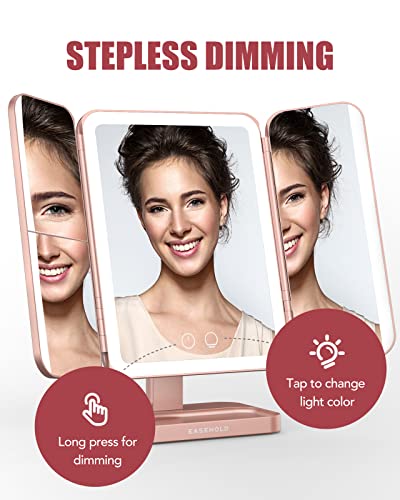 EASEHOLD Rechargeable LED Makeup Mirror with 10X Magnification