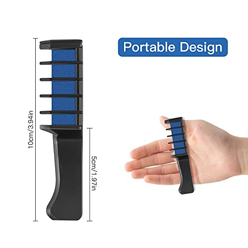 Blue Hair Chalk for Kids - 6 Washable Temporary Color Combs