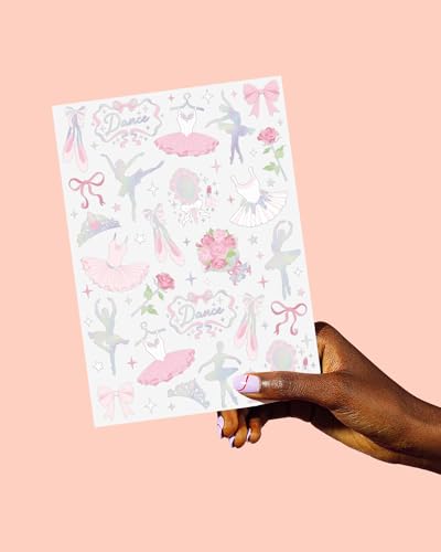 Ballerina Party Temporary Tattoos - 50 Iridescent Foil Designs