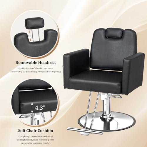 mefeir Reclining Barber Chair Heavy Duty Salon Chair