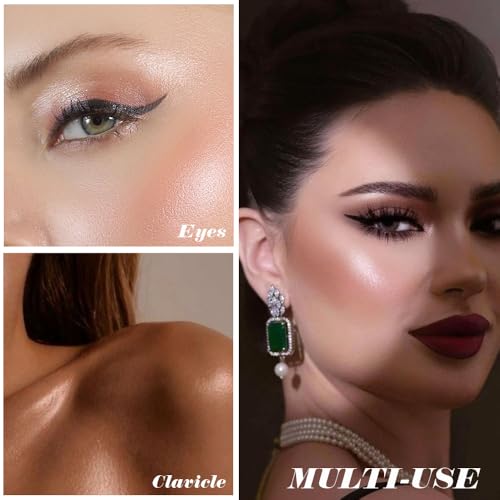 Champagne Glow Shimmer Highlighter Powder – Waterproof Face Makeup