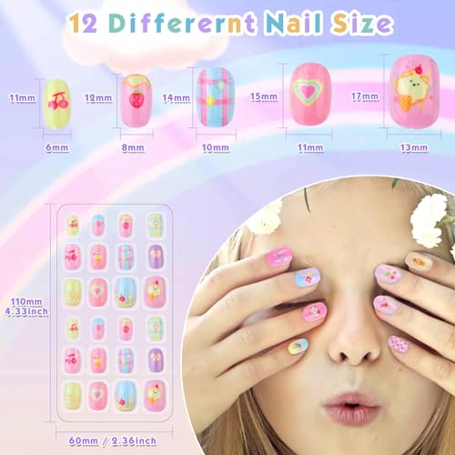 Shynek Kids Press On Nails Set - 168 Pcs Assorted Colors & Designs