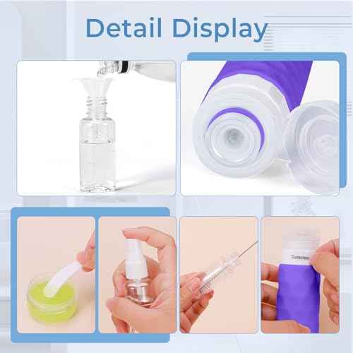 16pack Travel Bottles for Toiletries, TSA Approved Travel Size Containers Set, Leak Proof Refillable Liquid & Creams Toiletries Accessories Kit W/Toiletry Bag (Purple)