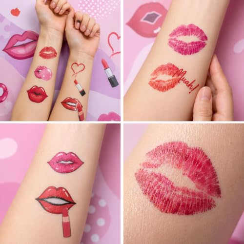 Lip Kiss Temporary Tattoos - 84 Pieces, 8 Sheets