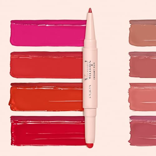 Pupa Milano Vamp! Creamy Duo, 008 Vintage Rose, 1 Pc - 2 in 1 Lipstick and Lip Pencil - Long Lasting - Lightweight - No-Transfer - Smooth Texture - Highly Pigmented