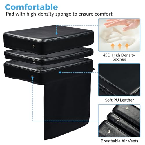 L'aimefois Salon Booster Seat for Kids - Height Adjustable,Easy to Clean & Storage,Breathable£¬Leather Barber Booster Seat for Kids Hair Cutting,Black