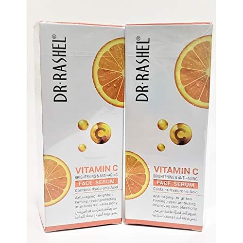 Dr Rashel Vitamin C Face Serum | Hyaluronic Acid , Firming and Anti Aging ( Pack of 2 ) + 1 Pair of Collagen Crystal Eye Mask