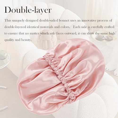 Satin Bonnet Double Layer Silk Sleeping Cap for Natural Curly Hair