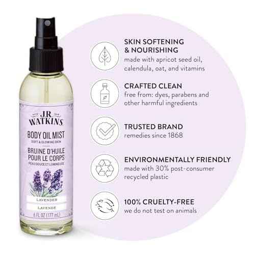 J.R. Watkins Naturally Hydrating Body Oil Mist, Lavender, 6 fl oz, 2 Pack