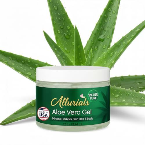 Allurials Pure Aloe Vera Gel 12 oz - Organic & Dermatologist Tested