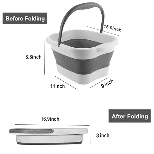 Collapsible Foot Soak Tub 15L with Handle - Portable Bath Massager