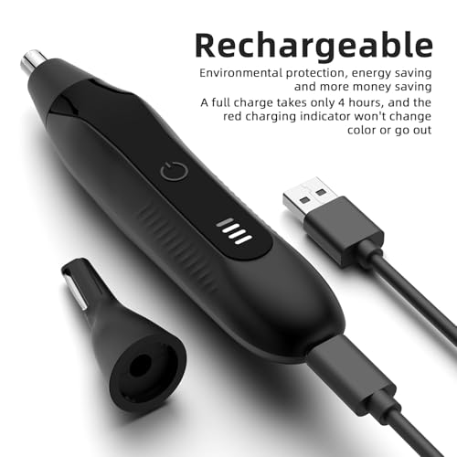 Nose Hair Trimmers for Men,Rechargeable Eyebrow Trimmer 2 in 1 Painless Multifunctional Ear and Nose Hair Trimmer