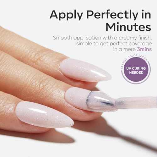 modelones Nude Gel Polish Glitter Glitter Gel Nail Polish Pink Shimmer Nail Polish Base Color Soak Off U V Soap Nails for Nail Art Manicure at Home 15ML