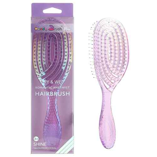 CANDYBRUSH Wet Hair Brush for Blow Dryer Detangling Curved Vented Drying for Straight Fine Hair for Women Round Detangler Soft Bristles Scalp Massage Medium Light Purple Colorful Transparent