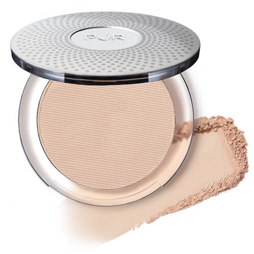 P?R MINERALS 4-in-1 Pressed Mineral Makeup Powder Foundation with SPF 15 - Concealer & Finishing Compact Pressed Powder for Face - Buildable Medium to Full Coverage Foundation Powder