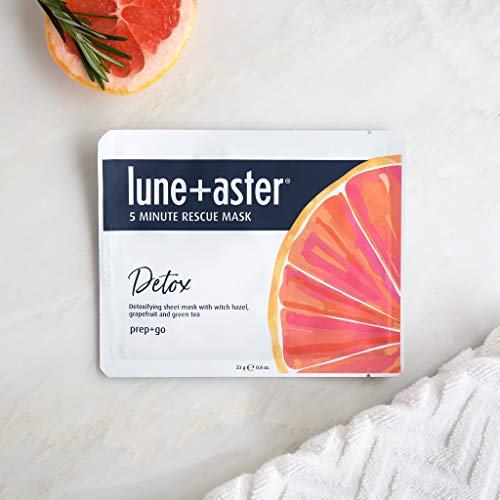 Lune+Aster 5 Minute Rescue Mask - Detox - Ultra-soothing sheet mask helps to calm and relieve stressed skin in 5-10 minutes.