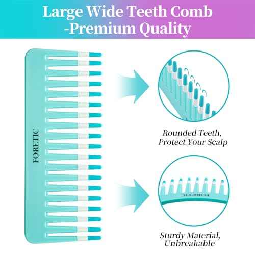 2-Pack Wide-Tooth Anti-Static Comb Set-6.1inch Handle-Free Design, Suitable for Curly, Wet & Dry Hair, Portable Travel Detangling Comb (Purple+Blue)