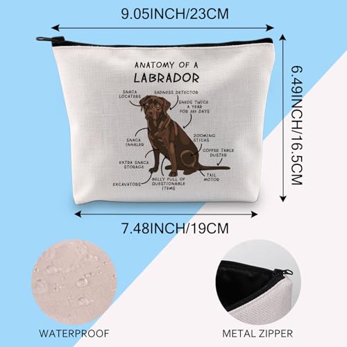 Gzrlyf Chocolate Labrador Retriever Makeup Bag Lab Dog Mom Gift Labrador Retriever Owner Lover Cosmetic Bag (ANATOMY OF A LABRADOR)
