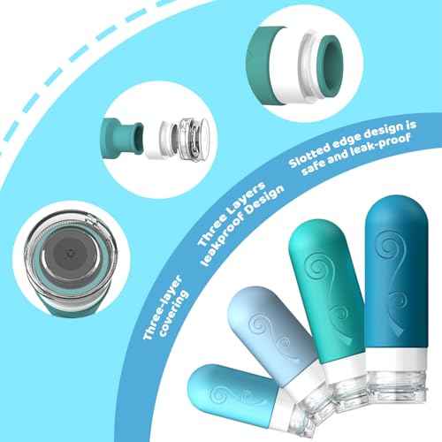 vodvob 16 Pack Travel Bottles Set for Toiletries, TSA Approved Travel Containers Leak Proof Silicone Squeezable Travel Accessories 2oz 3oz for Shampoo Conditioner Lotion Body Wash (BPA Free) (blue)