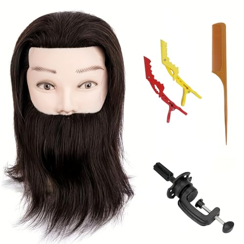Male Mannequin Head with Human Hair 22" Circumference Barber Practice