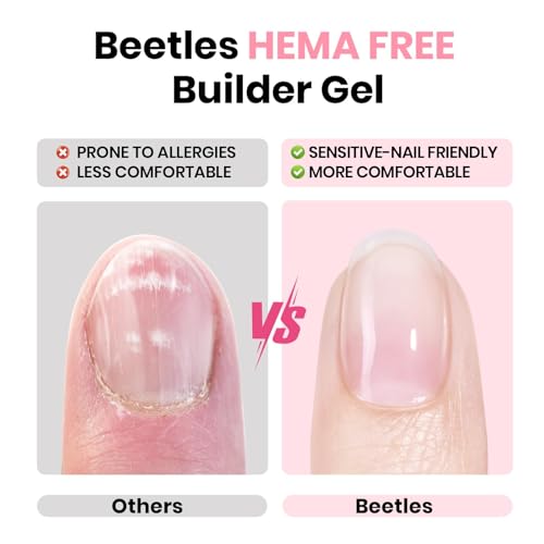 Beetles Builder Gel with Base & Top Coat - Clear, HEMA-Free, 3 Pcs (Variation B)