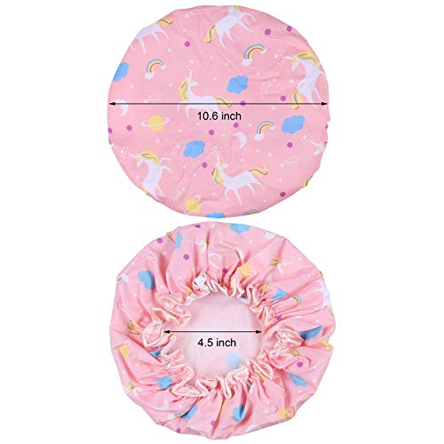 Unicorn Shower Cap 4-Pack Waterproof Double Layer Bath Bonnet