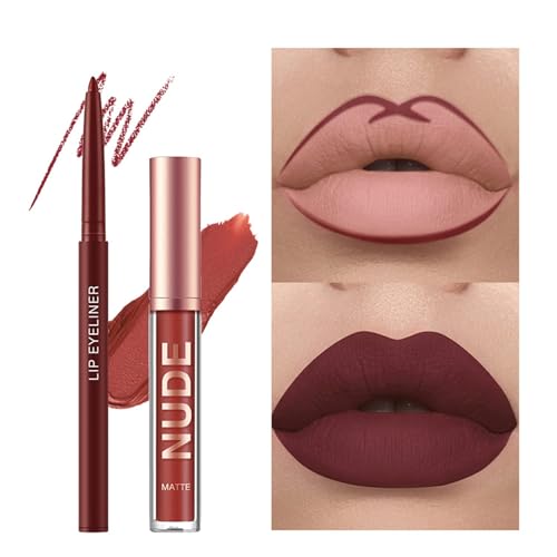 Liquid Lipstick & Lip Liner Set - Matte Waterproof, 12-Piece Kit