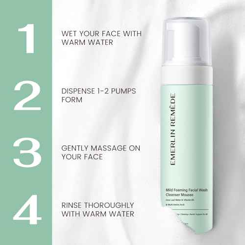 Mild Foaming Facial Wash Cleanser Mousse with Aloe Leaf Water, Amino Acids & Vitamin B5, Gentle Hydrating Face Wash for All Skin Types, 200ml