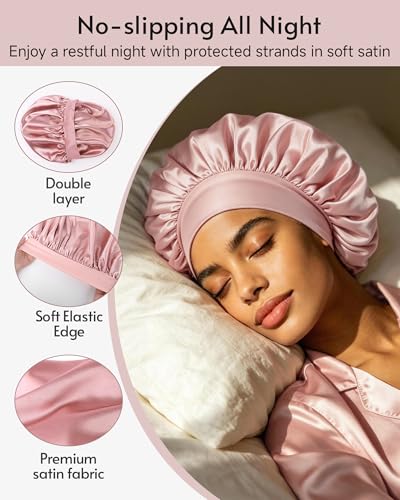 Yanideer Satin Bonnet for Sleeping – Double Layer Hair Bonnets