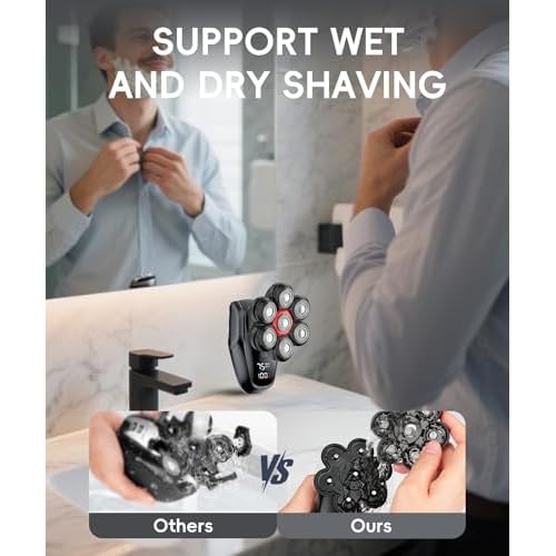 Head Shavers for Bald Men, 7D Head Shaver with LED Display, 3 Adjustable Modes, 10000 RPM High Speed Motor, IPX8 Waterproof, USB Fast Charging