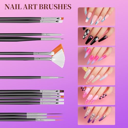 Teenitor Nail Art Kit with Brushes Rhinestones Foil & Stickers for Manicure