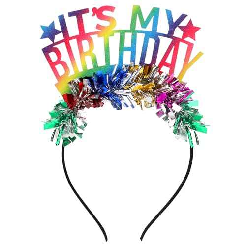 Birthday Girl Headband with Rainbow Bling, Birthday Crown for Women Girls, 21cm x 13cm, Hand Wash Only