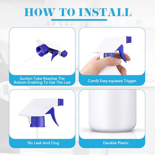 Tanlade 30 Pcs Plastic Spray Bottles 16 oz Leak Proof Squirt Bottle Refillable Empty Spray Water Mist Sprayer with Nozzles for Hair Essential Oil Cleaning Solutions Plants Pets(Blue)