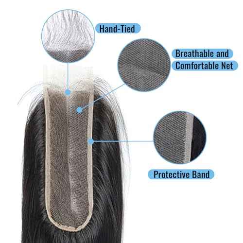 Kinky Straight 2x6 HD Lace Frontal Closure 12A Brazilian Raw Virgin Yaki Kinky Straight Human Hair Closure Natural Hairline Pre Plucked 16 Inch