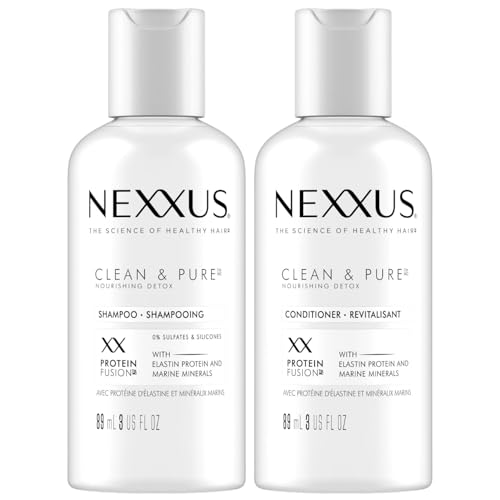 Nexxus Travel Shampoo and Conditioner, Clean & Pure ? Hair Products with Elastin Protein and Marine Minerals, Sulfate-Free, 3 Oz Ea