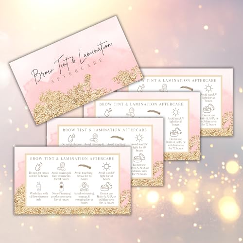 Brow Aftercare Instruction Cards 50-Pack 2x3.5" | Lamination & Tint
