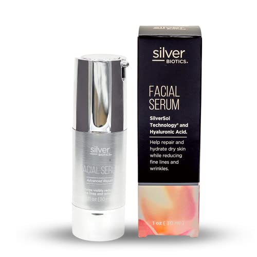 Silver Biotics Anti-aging Colloidal Nano-Silver Facial Serum Gel | Great For Blemishes, Scars & More All Natural Face Care | 20 PPM Silversol + 2% Hyaluronic Acid | 1 fl oz