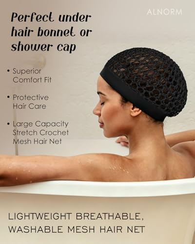 2 Pack Hair Nets for Sleeping - Silk Press Crochet Mesh Night Cap