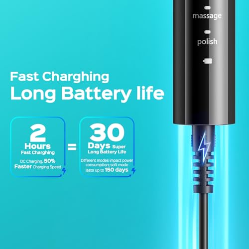 COSLUS C30 Electric Toothbrush for Adults, Ultra-Clean, Black, 1PC
