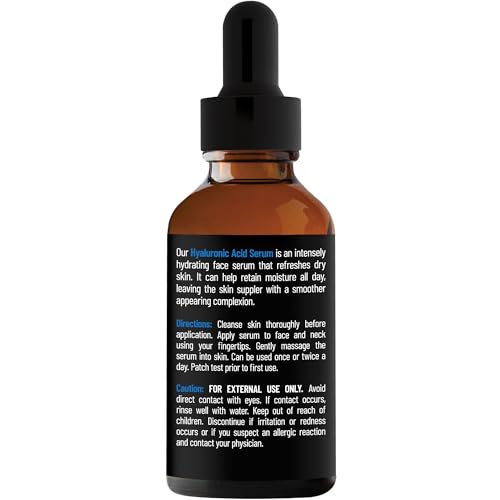 New York Biology Hyaluronic Acid Serum for Face with Vitamins C and E - Professional Strength Hydrating Serum for Dry Uneven Skin - 1 Fl oz