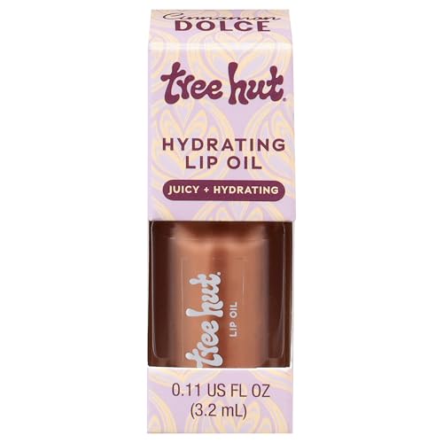 Tree Hut Cinnamon Dolce Hydrating Lip Oil, Sheer Nude Glossy Lip Oil, Non-Sticky Moisturizing Formula for Smooth, Hydrated Lips, 0.16 fl oz