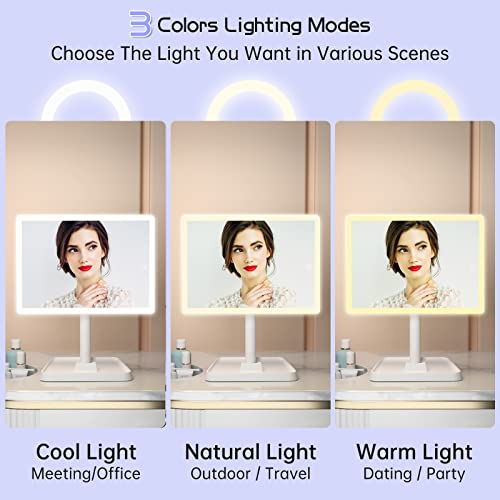 FUNTOUCH Rechargeable LED Makeup Vanity Mirror with Phone Holder