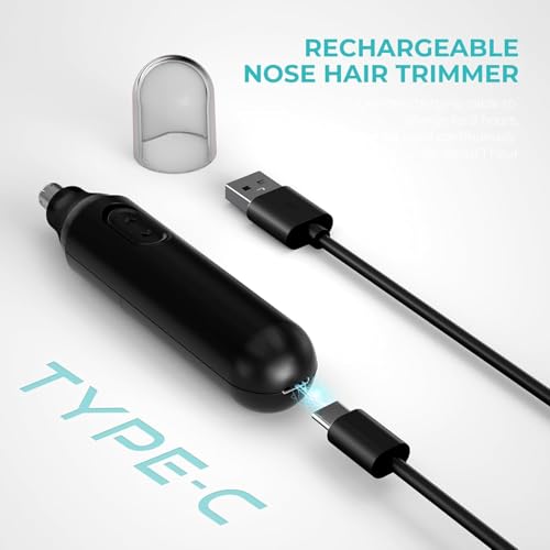 Ear and Nose Hair Trimmer for Men, 4 in 1 USB Rechargeable Professional Eyebrow and Facial Hair Trimmer with Waterproof Head Double-Edge Stainless Steel Blade