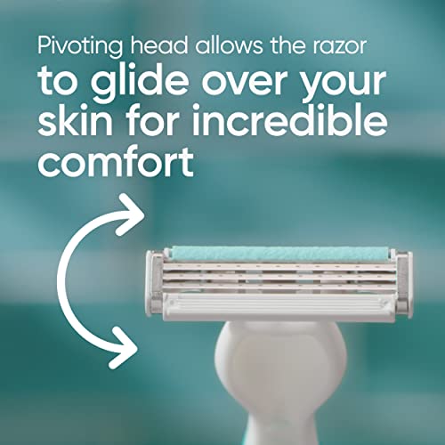 Sensitive Women's Disposable Razors, 3 Blades with SkinElixir, Pack of 4